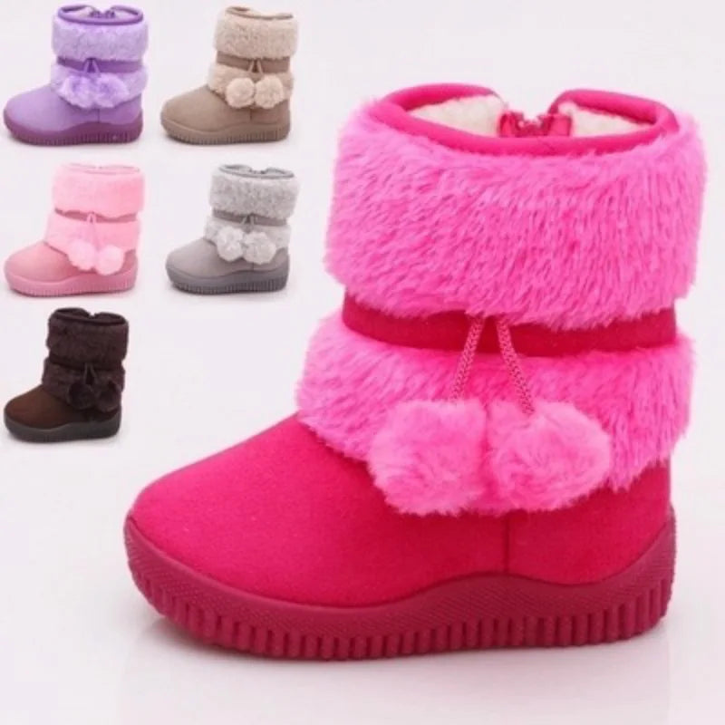 Girls Pom Pom Snow Boots - Thick Warm Winter Boots for Kids - photo 2