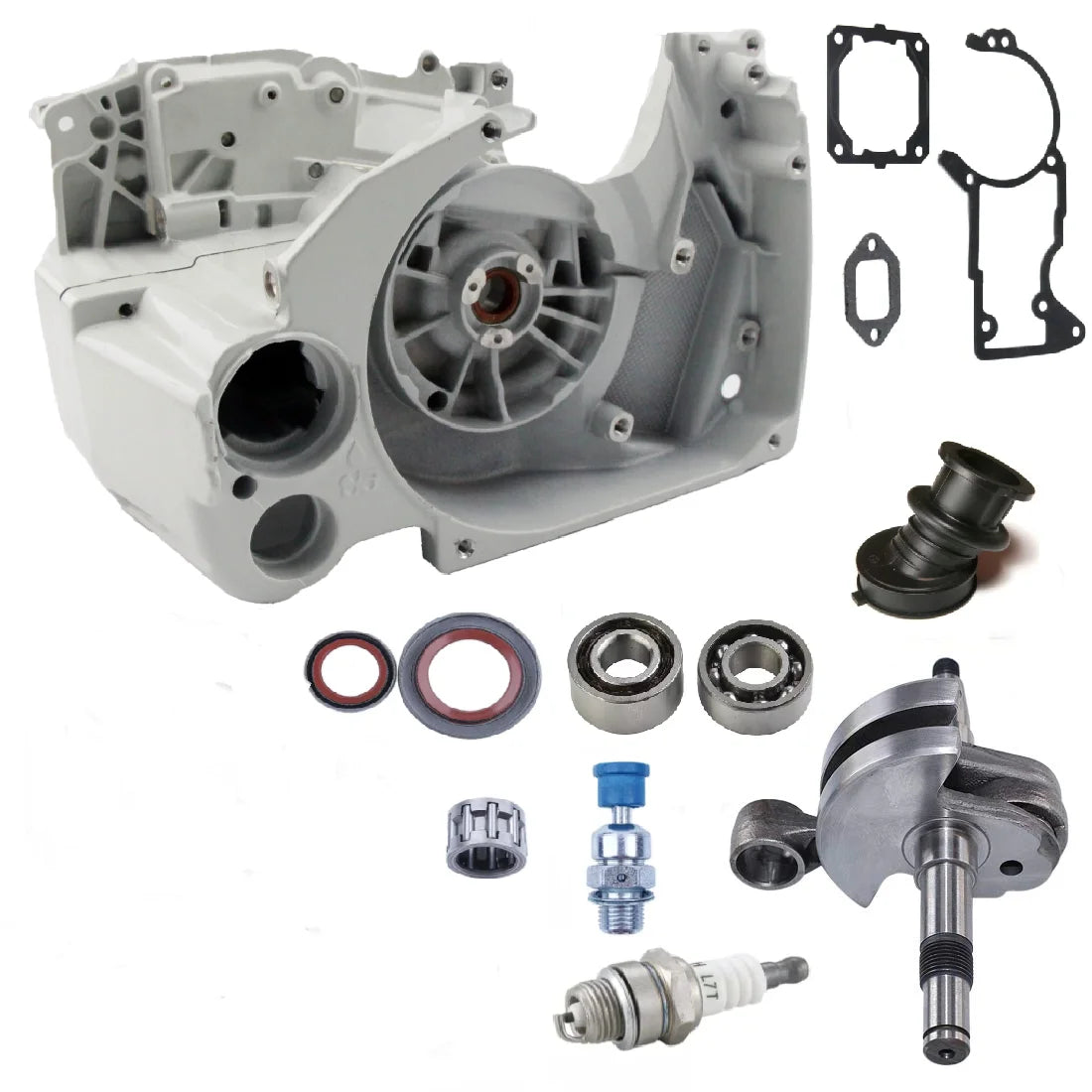 MS440 Chainsaw Engine Rebuild 50mm Piston Seal Bearing Kit Crankcase Crankshaft Fuel Oil Tank Housing For Stihl 044 MS440