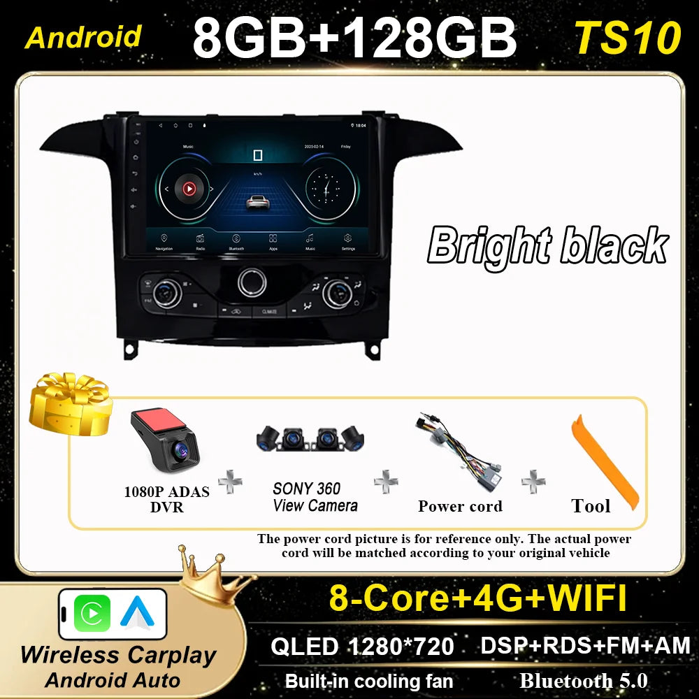 Android 16 For Ford S Max S-MAX 2006-2015 For Ford Galaxy 2014 Auto Multimidia Video Player Carplay Radio Stereo  Car Dvd WIFI