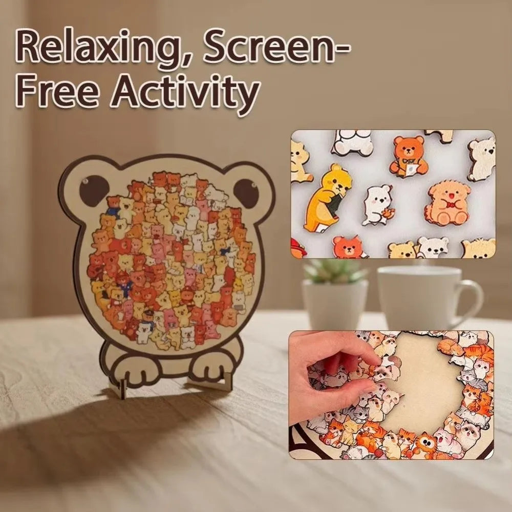 Wooden Animal Jigsaw Puzzle - Dog, Cat & Bear Cartoon Set – photo 3