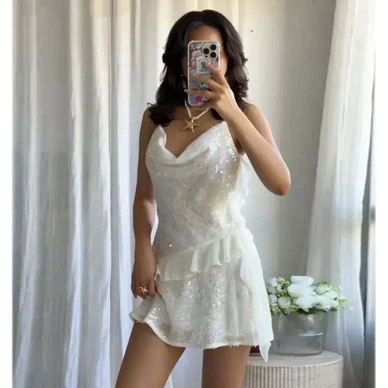 Sequin Slip Mini Party Dress – Backless Going-Out