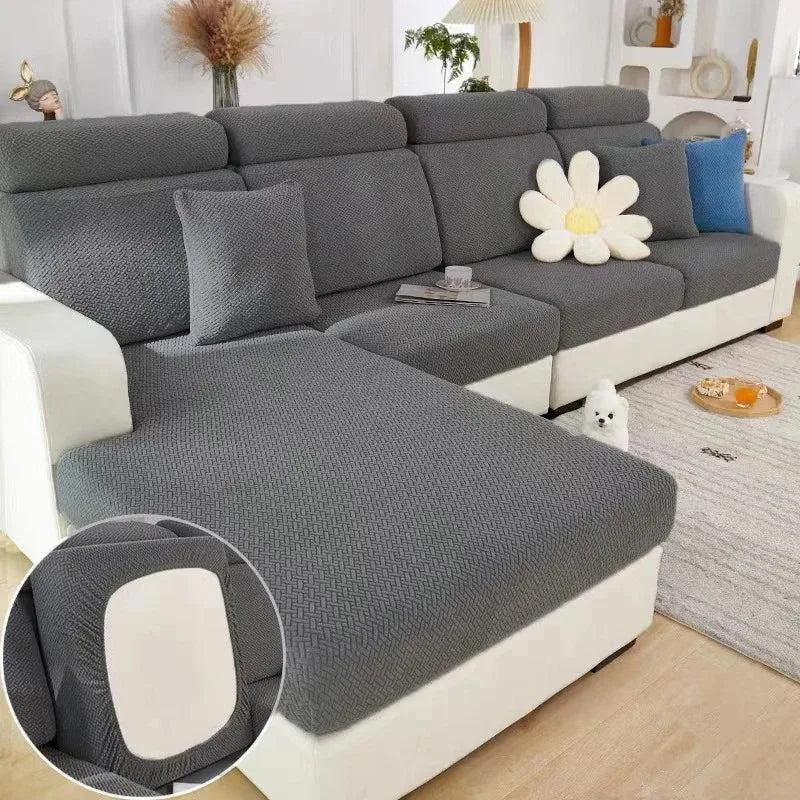 Jacquard Sofa Cushion Cover Protector Solid Color Stretch Removable Sofa Seat Slipcover for Bedroom Office Living Room Home