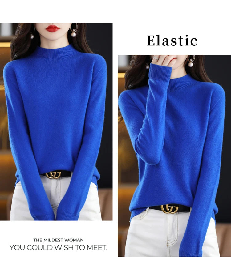Women's Merino Wool Mock Neck Sweater