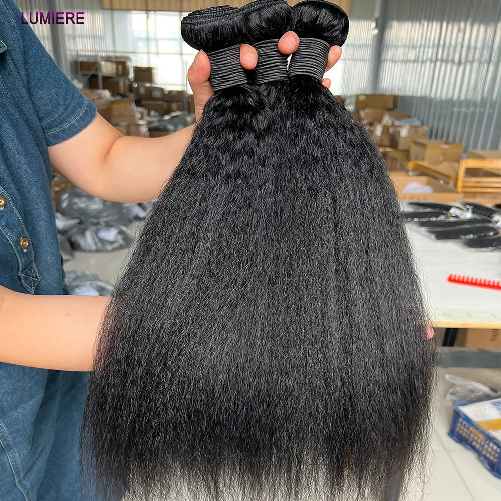 Kinky Yaki Straight Human Hair Bundles Deal Raw Virgin Human Hair Bundles Deal Brazilian Hair Extensions On Sale Clearance
