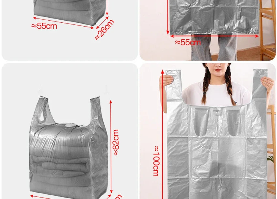 10PCS Large Capacity Plastic Bags Thicken Moving Packaging Bag Clothes Storage Bags for Toys Duvet Blanket Bedding Organizer