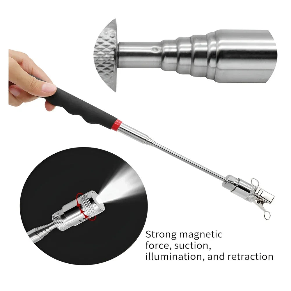 Telescopic Magnetic Pen Extendable Pickup Rod Stick with Light Mini Portable Magnet Pick Up Tool for Picking Up Screws Nut Bol
