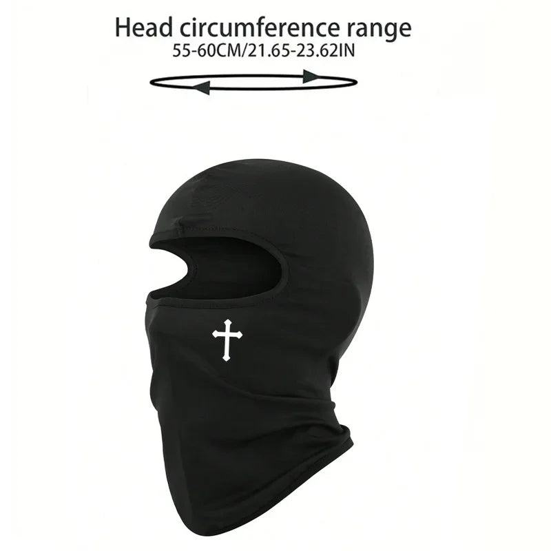 Cross Print Balaclava, Breathable Ski Mask
