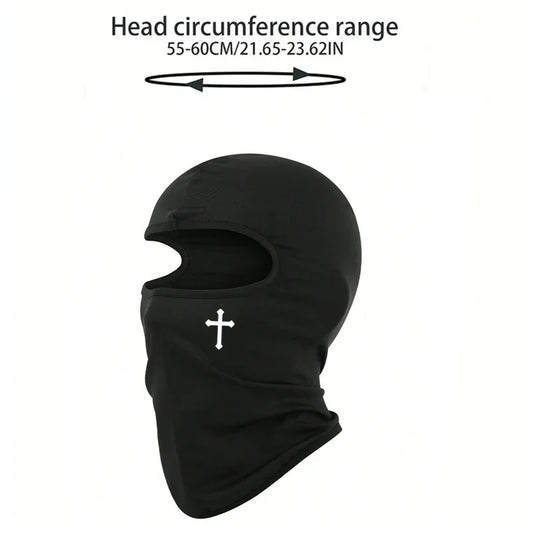 Cross Print Balaclava, Breathable Ski Mask