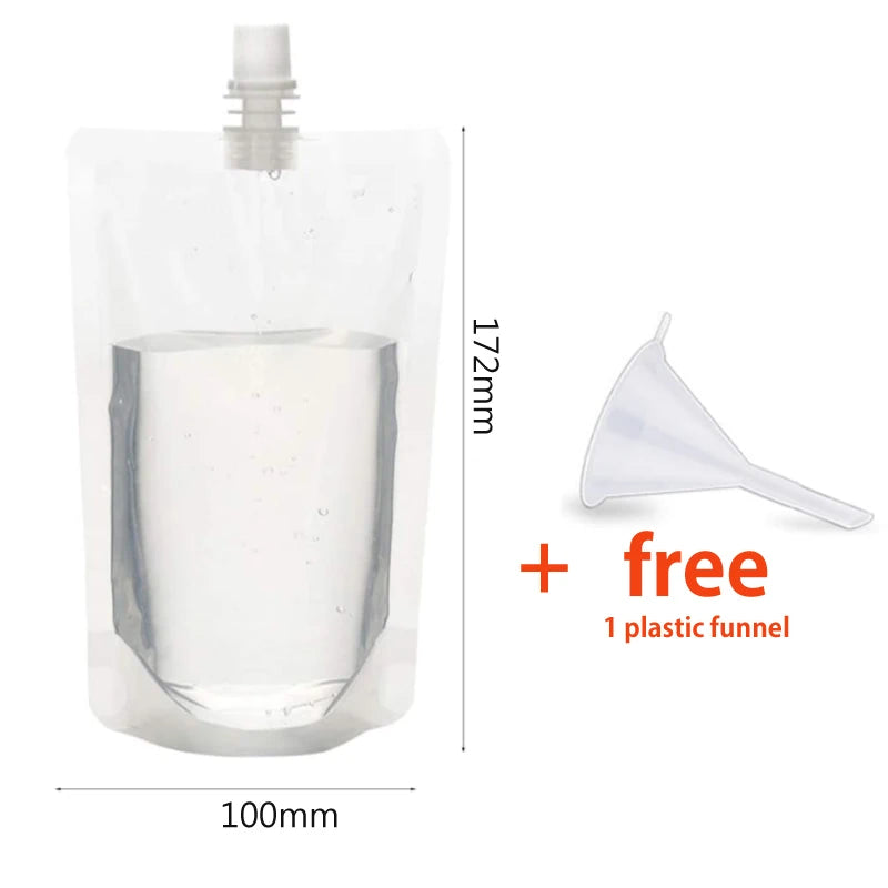 100ml-500ml Travel Drink Spout Pouches Transparent Plastic Bags Sealed Juice Storage Beverage  Ice Cold Drink Pouch Portable