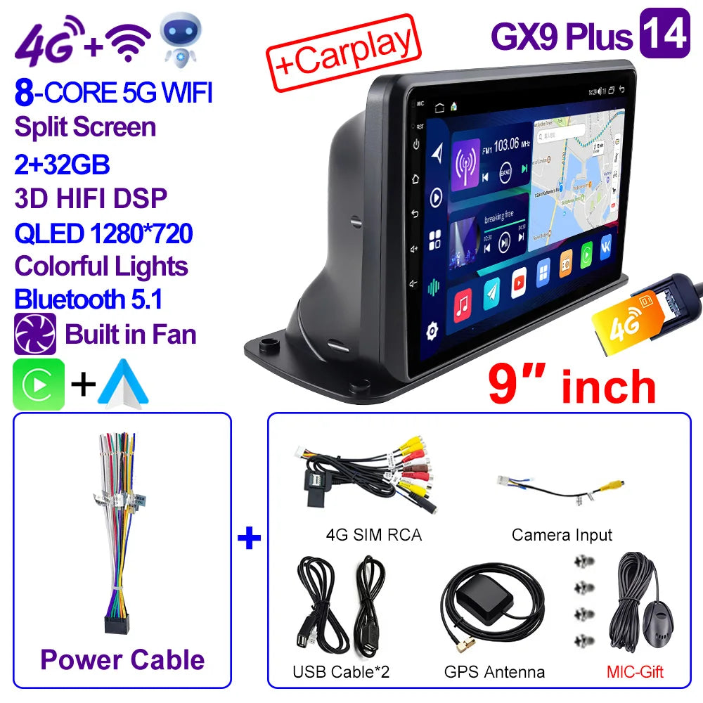CAIXI 9"/10" Universal 2-DIN Android Car Stereo — CarPlay, GPS Navigation, Truck & Car Fit