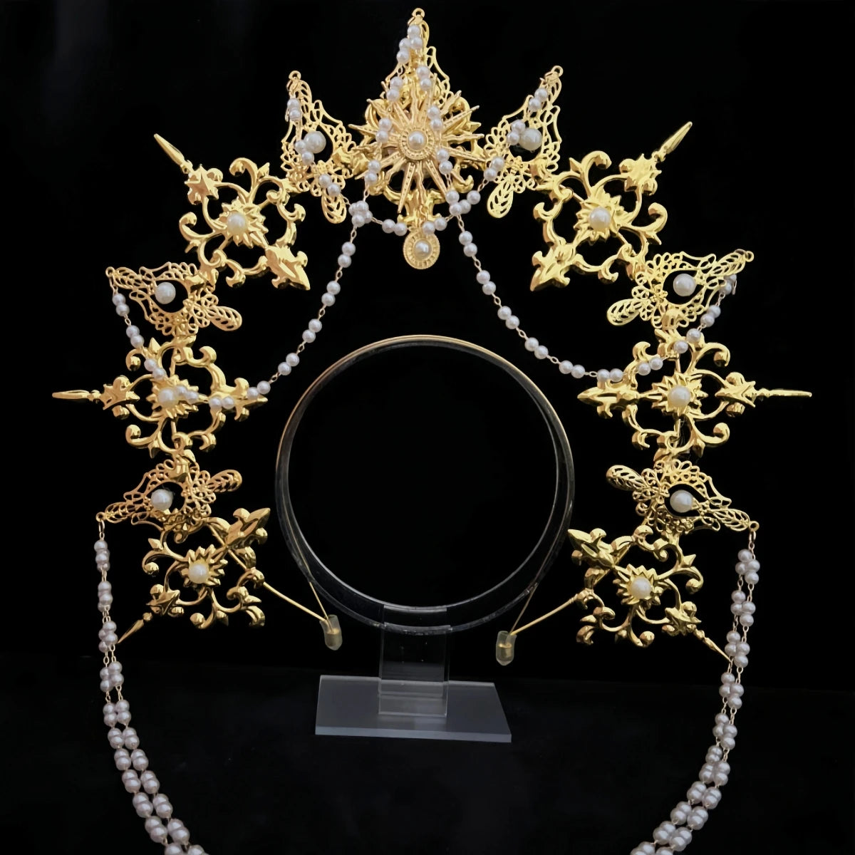 Handmade Halo Crown Headpiece Lolita Goddess KC Gothic Halo Crystal Crown Headband Hair Accessories
