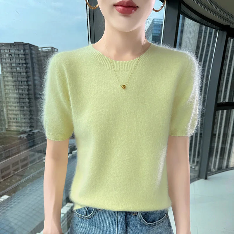 Women's Short Sleeve Knit Sweater Top