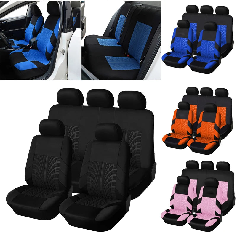 Universal Car Seat Covers 5 Pc Set with Tire Track Detail