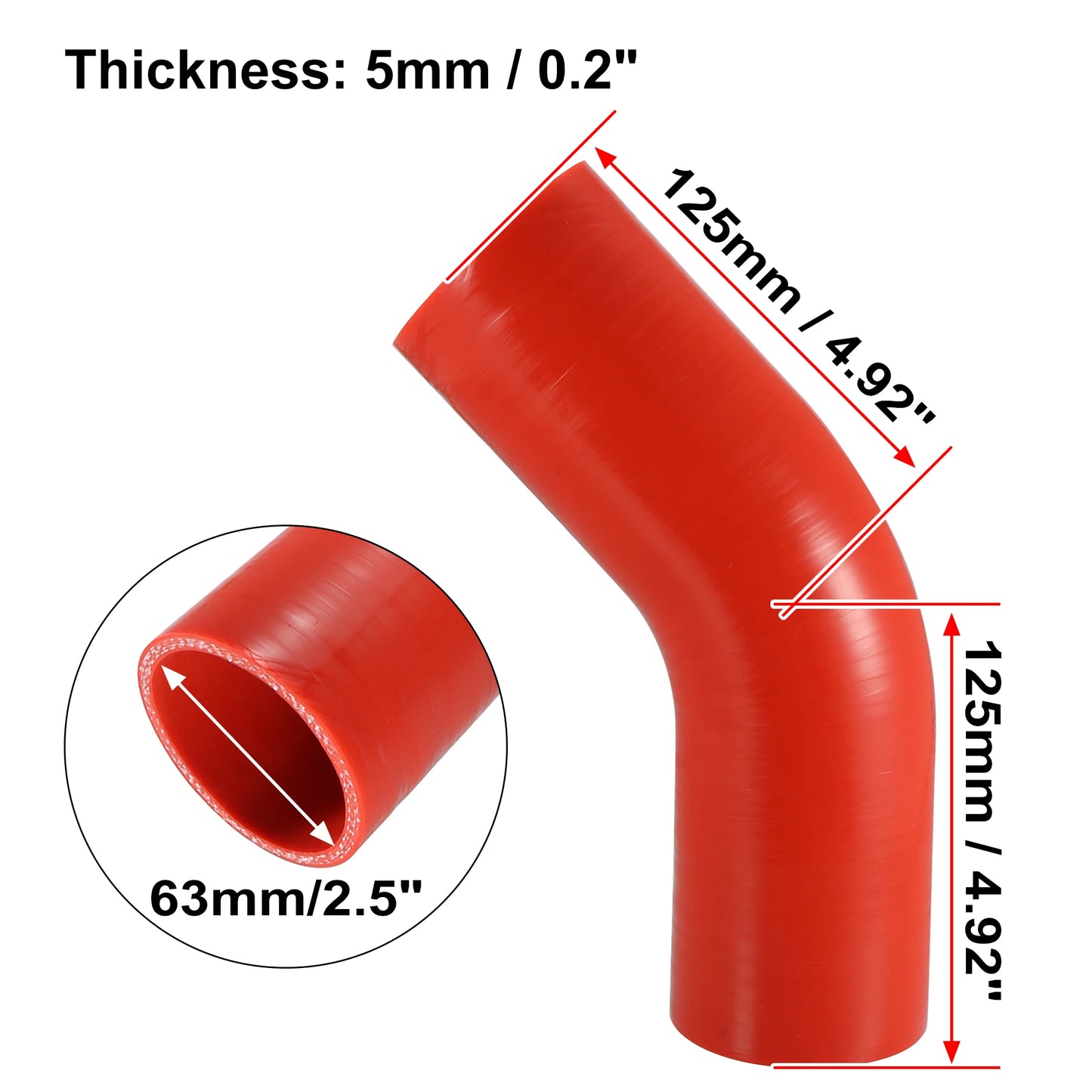 UXCELL 51mm 57mm 63mm 76mm ID 45 Degree Silicone Car Reducer Hose Coupler Intercooler Tube Pipe 3 Colors 125mm Length