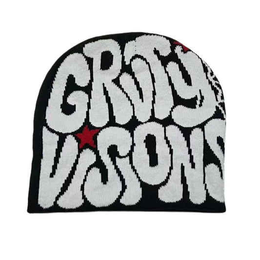 Graphic Knit Beanie, Unisex Y2K Winter Hat