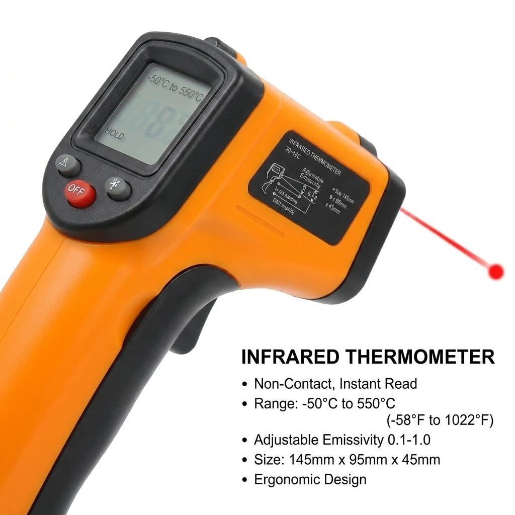 High-Precision Infrared Thermometer Electronic Temperature Gun for Kitchen Baking Water & Oil Temperature Meter Industrial