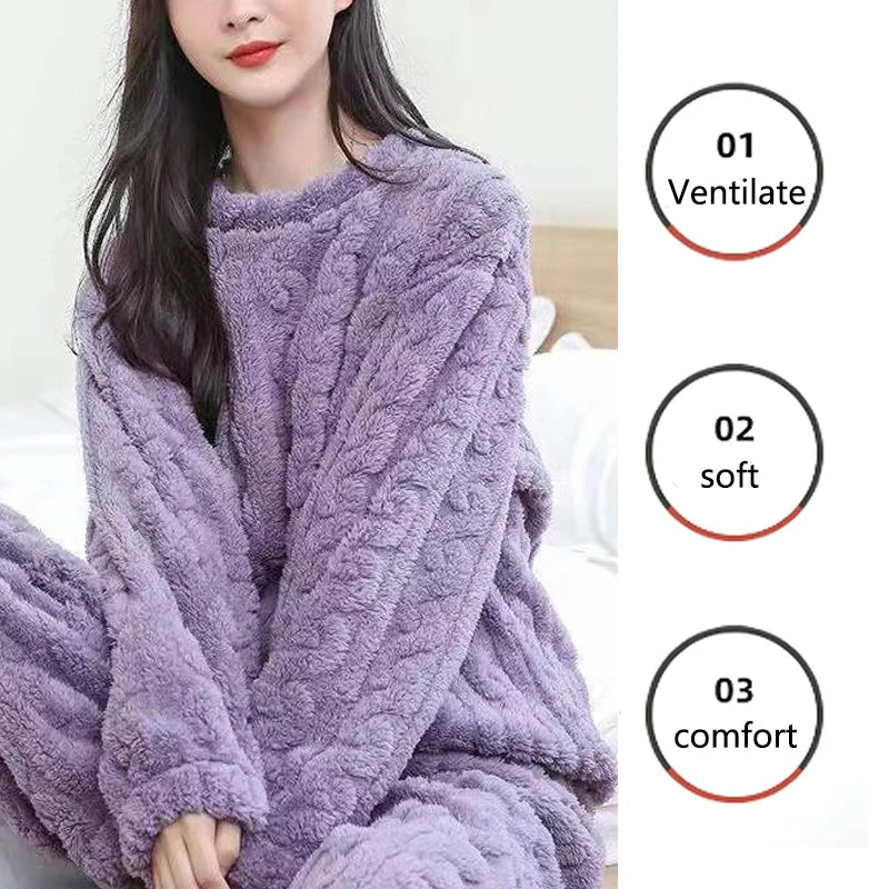 Women's Striped Flannel Pajamas - Long Sleeve Winter Sleepwear, Plus Size - photo 4