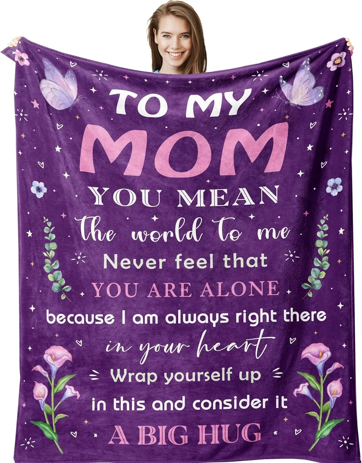 Gift for Mom Flannel Throw Blanket with Loving Message