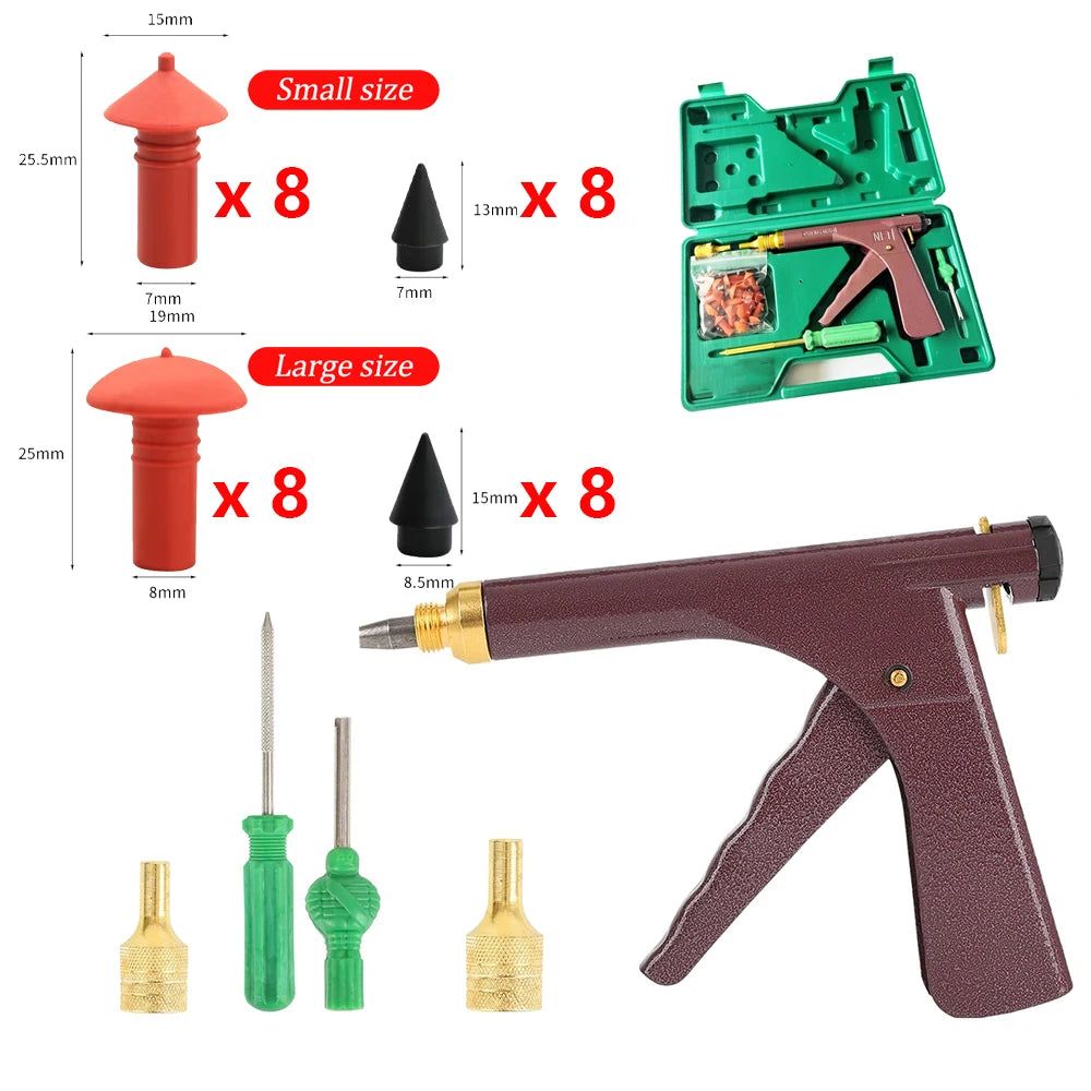 Professional Tire Repair Kit Tubeless Puncture Plug Gun for Car Motorcycle Heavy Duty Mushroom Plugs Emergency Seal Tool