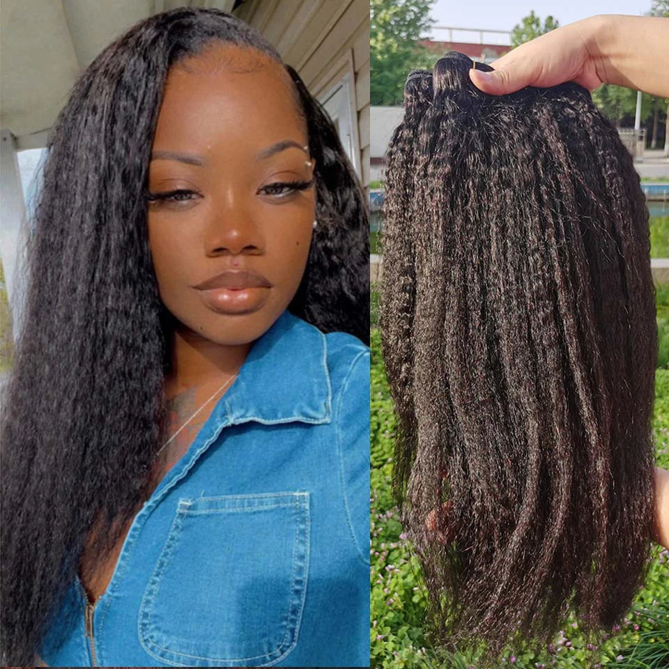 28 30Inch Brazilian Kinky Straight Human Hair Bundles 15A Virgin Human Hair Extension 3/4Pcs Hair Wefts Yaki Straight Human Hair