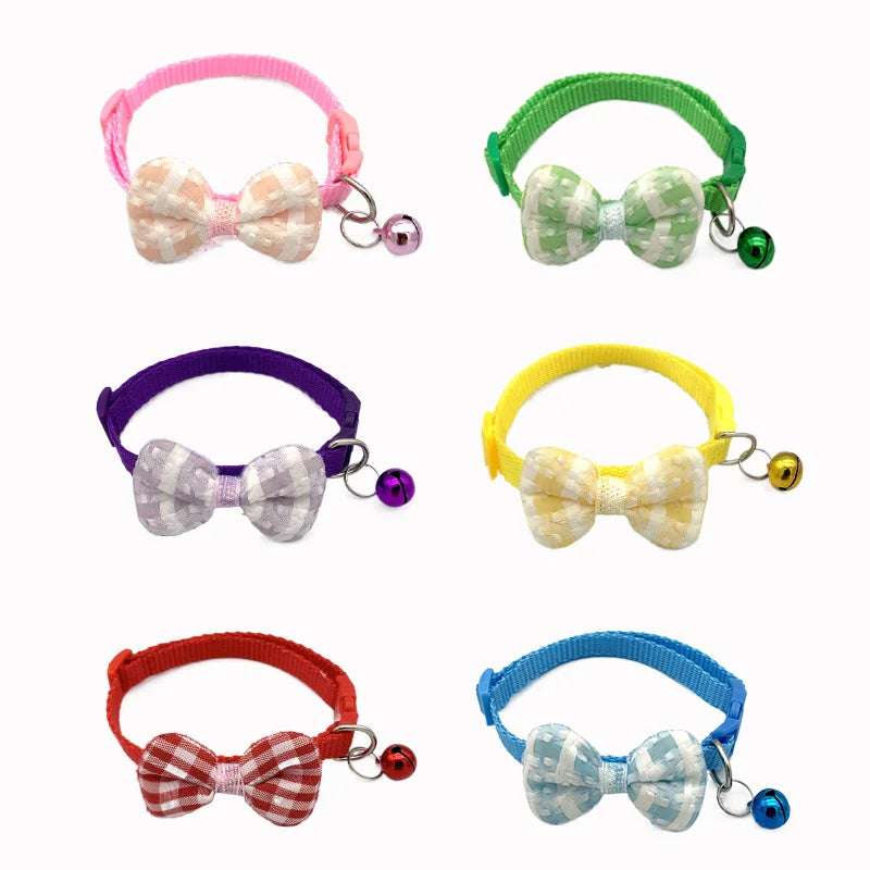 Bow Cat Collar with Bell - Soft Adjustable Kitten Collar