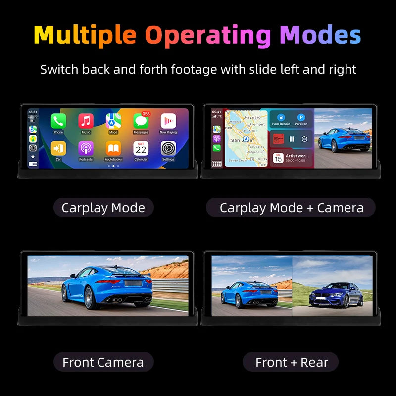 10.26" 4K Dash Cam with Wireless CarPlay & Android Auto — GPS Navigation, 5G WiFi, Rear-View Camera