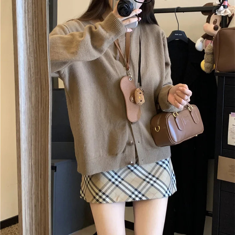 Knitted Cardigan for Women in Autumn Love Button Loose Soft Sweater Jacket Trendy