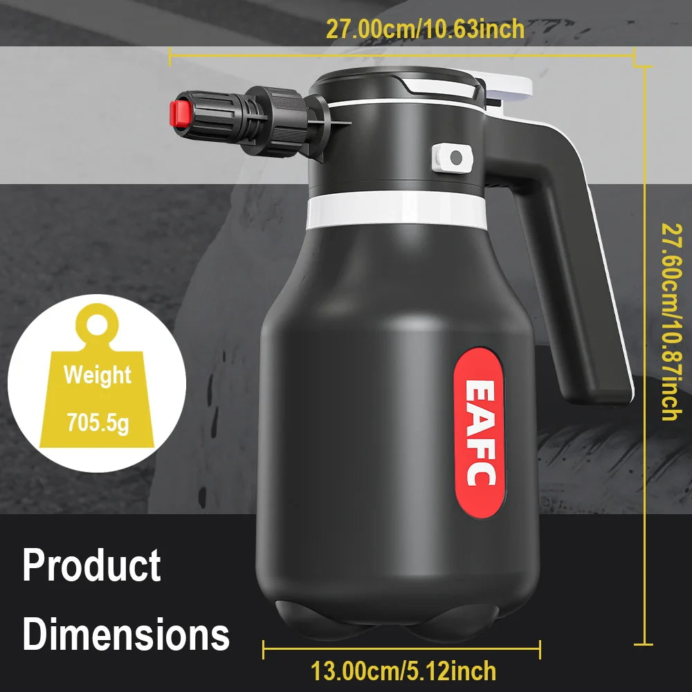 EAFC 2000ML Electric Foam Sprayer Car Wash Gun Wireless Rechargeable Foam Cannon Auto Cleaning Tool 60° Spray Range