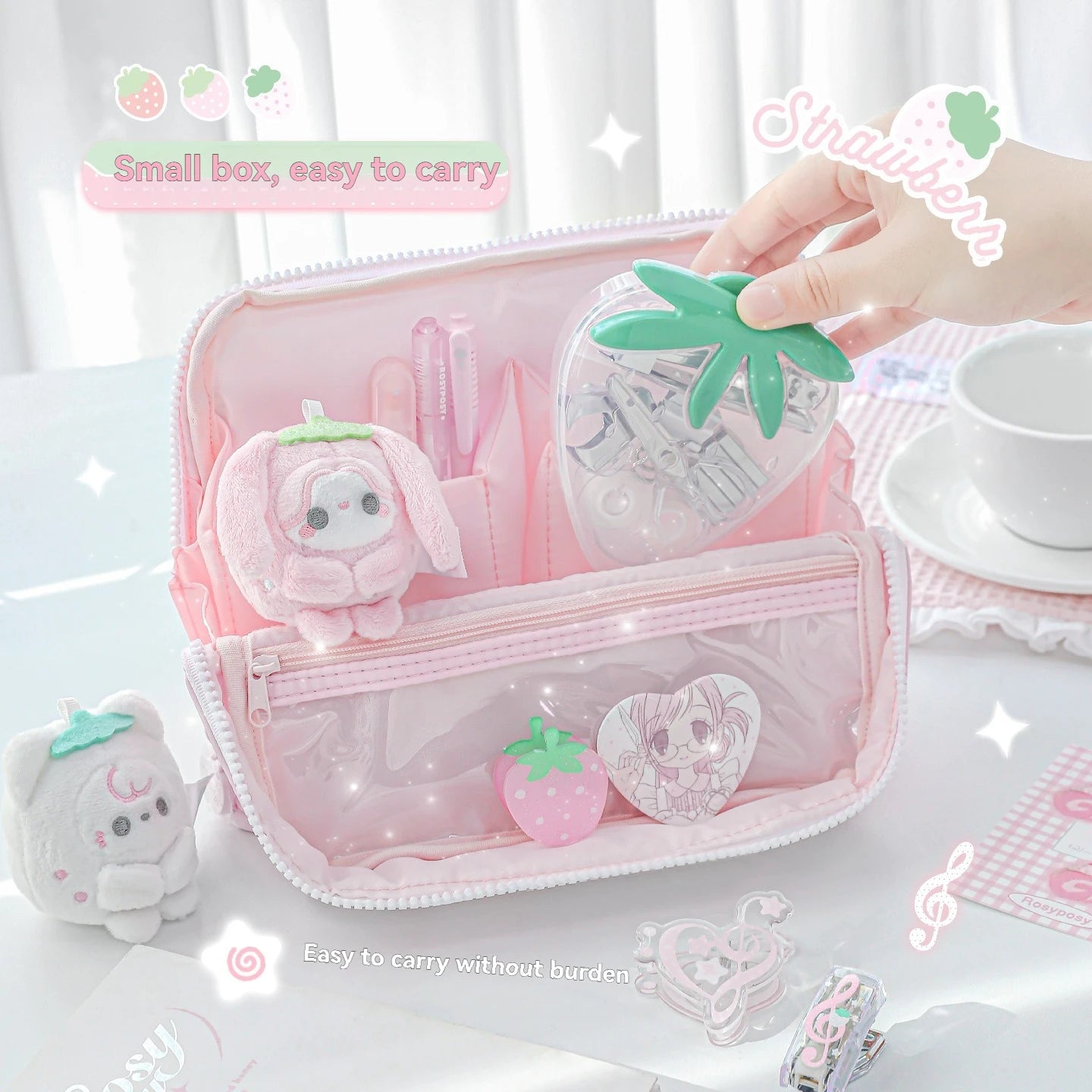 1PC Tool Set High Beauty Strawberry Efficiency Set Stapler Storage Stationery Student Specific Tool Set