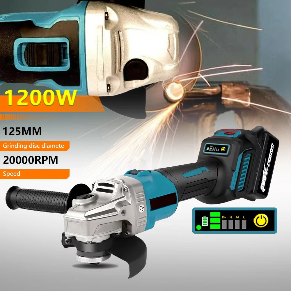 125mm Grinder Power Tool Polishing Cutting Machine For Makita 18V Battery Brushless Angle Grinder Cordless Electric Angle