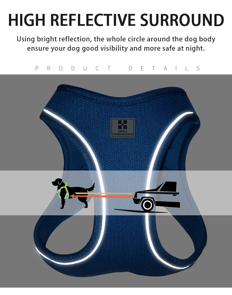 Dog Harness Leash Set for Small Medium Dog Adjustable Reflective Puppy Cat Harness Pet Vest Chihuahua Dachshund Outdoor Walking