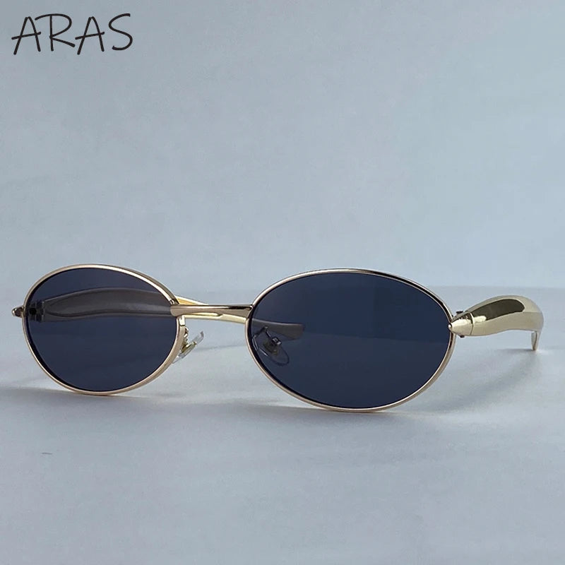 Small Oval Punk Sunglasses for Women — Metal Frame, UV400