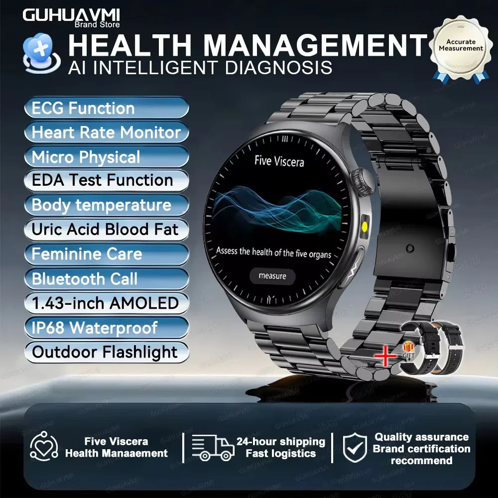 2026 New Accurate Diagnosis ECG Smart Watch Body Fat Blood oxygen BP Health Sport HD AMOLED Screen call Smart watch Men women