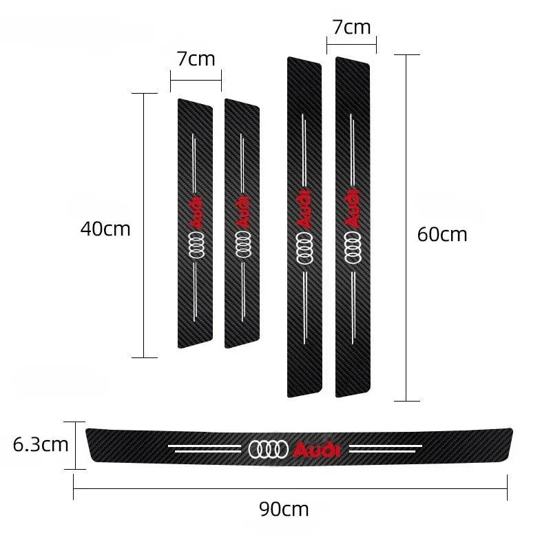Audi Carbon Fiber Car Door Sill Protector Stickers