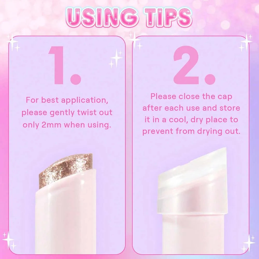 Sparkling Jelly Highlighter Stick Pearlescent Monochrome Shine Glitter Highlight Eyeshadow Stick High Gloss Face Brighten Makeup