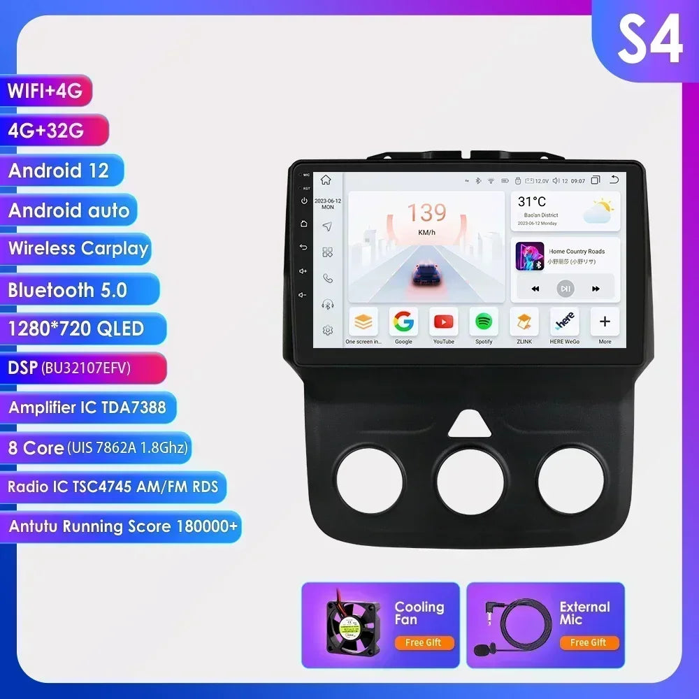 Hizpo 9" Android Car Radio for Dodge Ram 1500/2500/3500 2013-2018 (Manual AC)