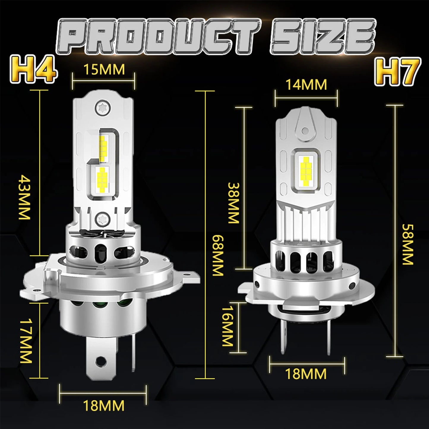 H7 LED Bulb H4 Headlight for Car CANBUS 1500W High Power Auto Lights 6500K Mini Wireless Turbo Fan Automobile LED Headlamp 12V