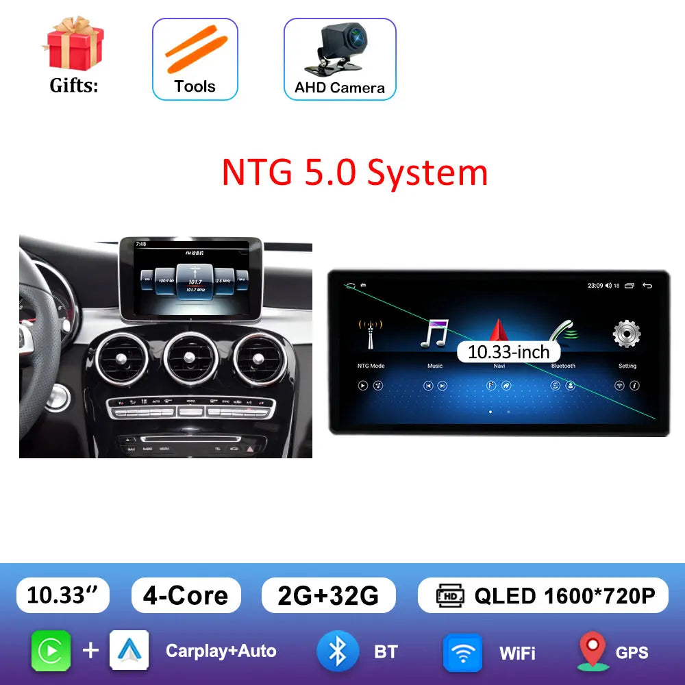 Android 16 Intelligent System for BENZ C CALSS W205 GLC 2026 - 2026 Car Video Multimedia Player GPS Navigation QLED HD Screen BT