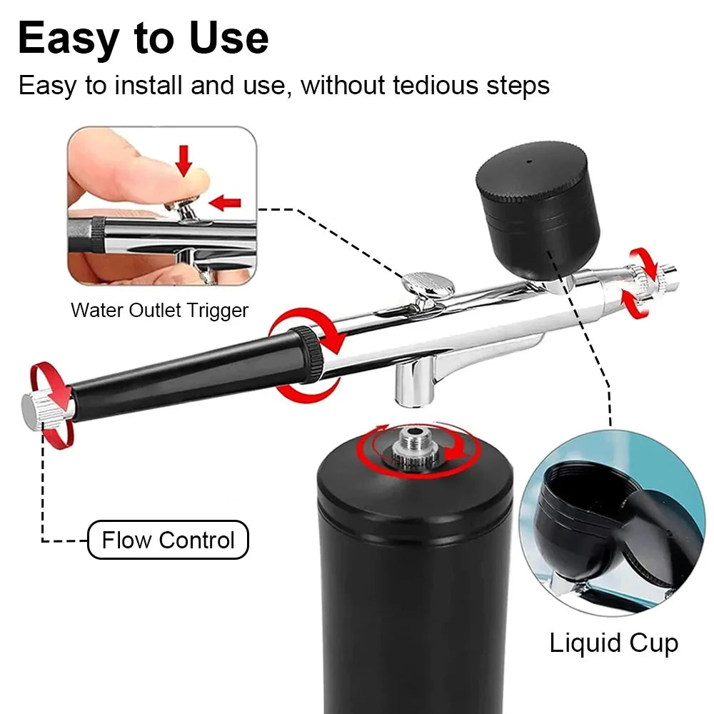 Portable Single Action Airbrush 0.3mm Nozzles Spray Gun Pen for Model Cake Nail Car Painting Beauty Inkjet