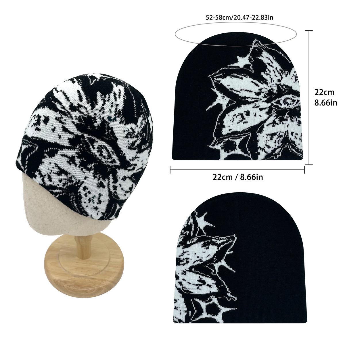 Jacquard Pattern Beanie, Unisex Knit Hat
