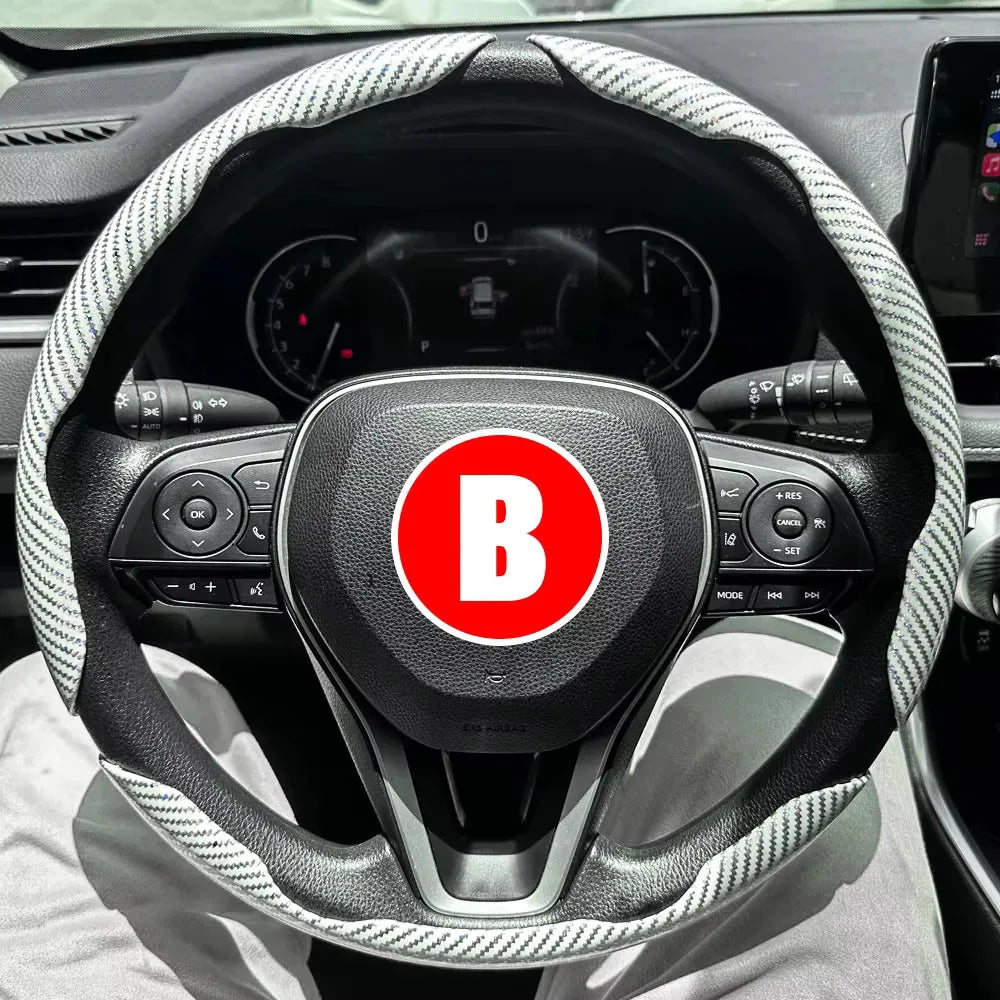 3PCS Car Steering Wheel Cover Warm Winter 38cm Round Steery Wheel Universa Glossy Laser Carbon Fiber Auto Interior Accessories