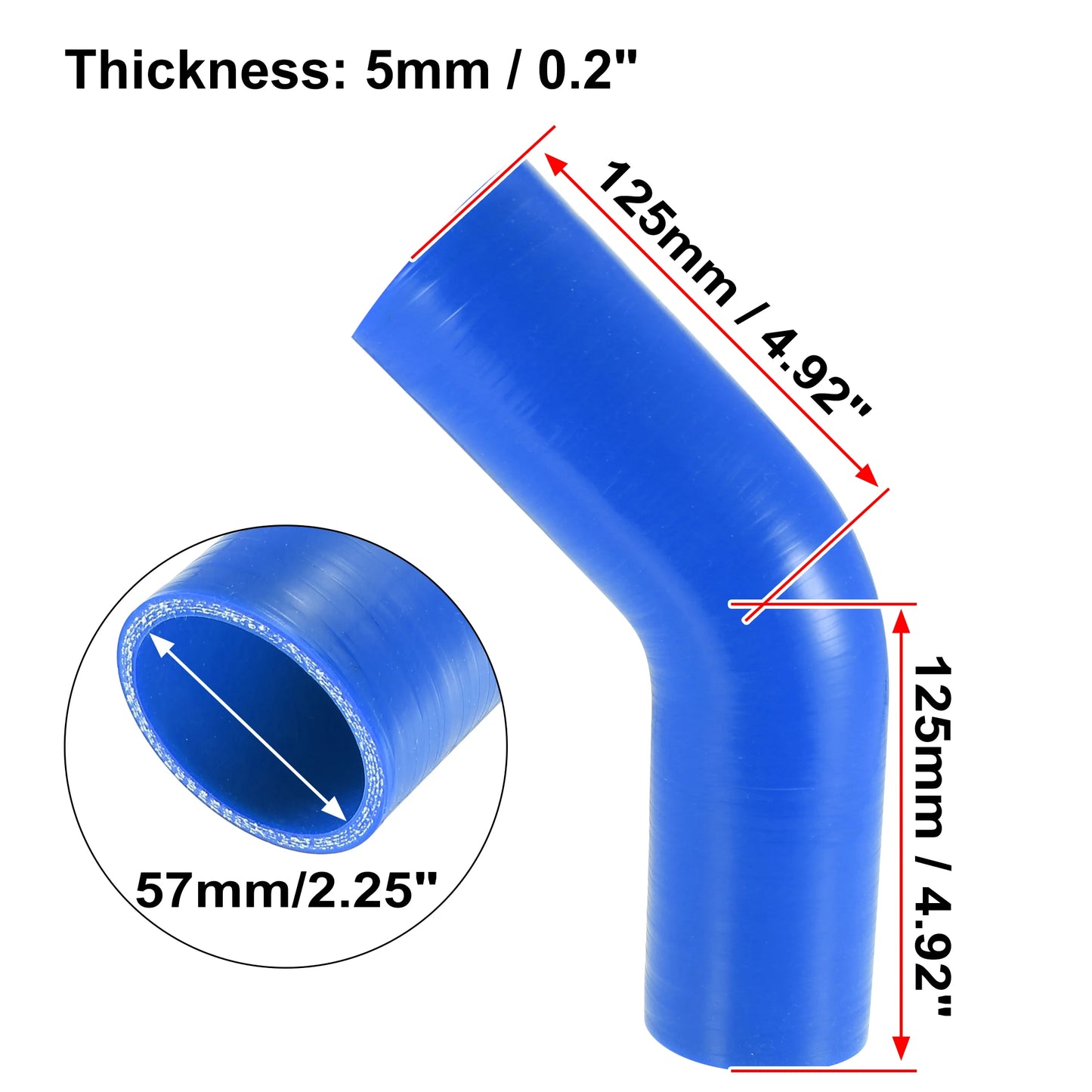 UXCELL 51mm 57mm 63mm 76mm ID 45 Degree Silicone Car Reducer Hose Coupler Intercooler Tube Pipe 3 Colors 125mm Length