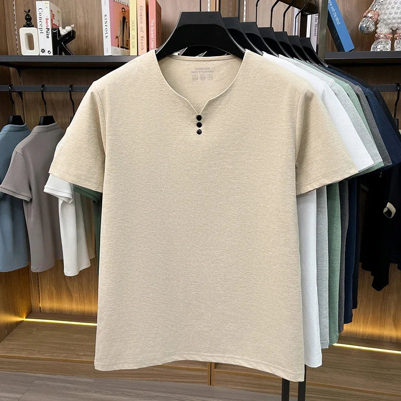 Men's Classic Henley Tee - Button Detail, Casual to Semi-Formal