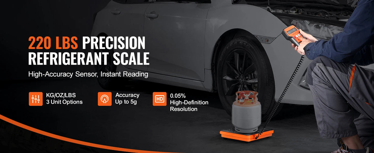 SucceBuy Refrigerant Scale 110/220 LBS HAVC Charging Recovery Freon Scale with Wired Remote Control 2/5g  Precision Electronic