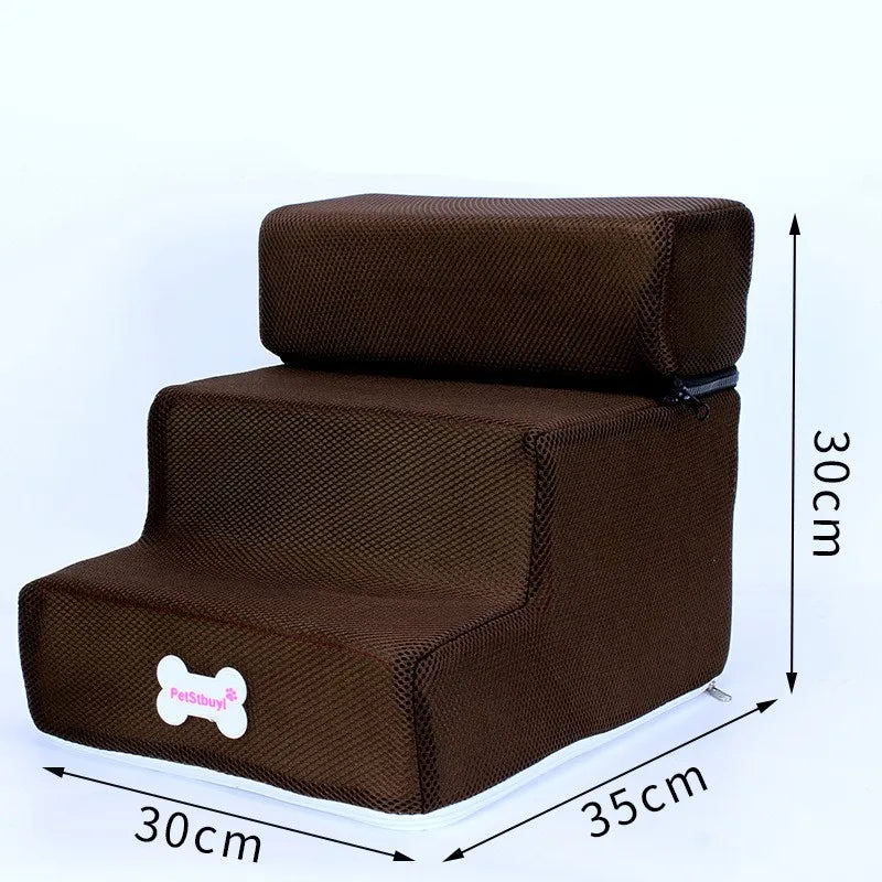 Hot Dog House-Style 3-Step Pet Stairs - Anti-Slip