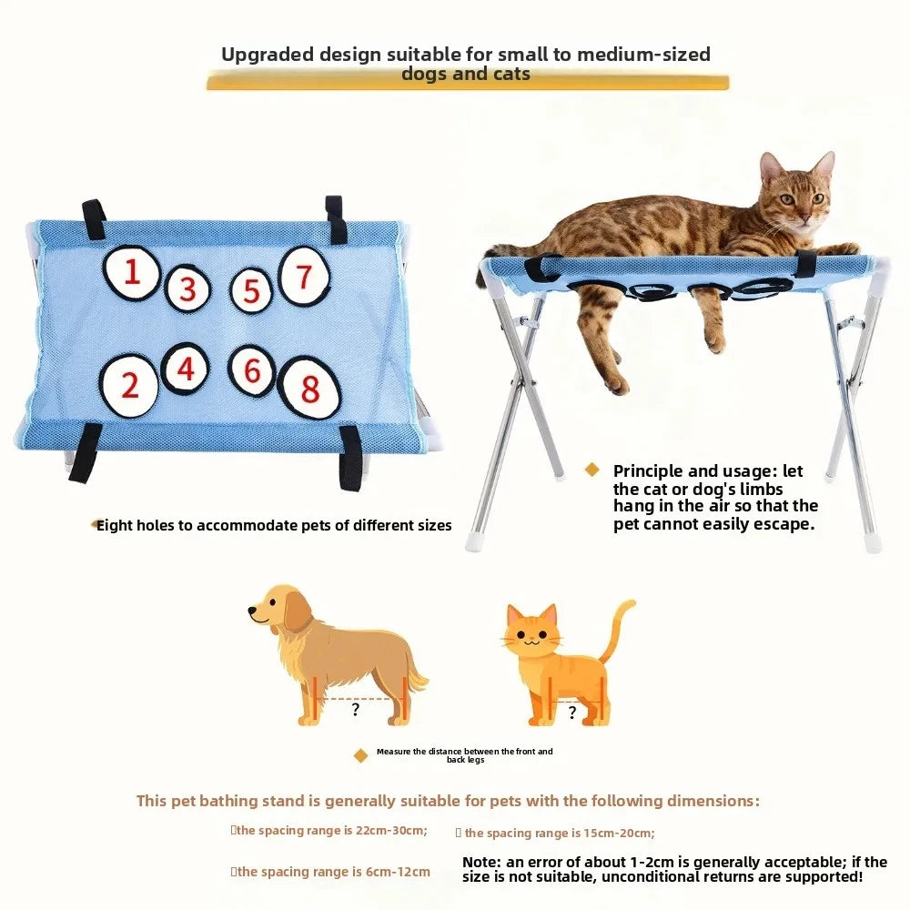 Foldable Pet Grooming Hammock Stand for Dogs and Cats