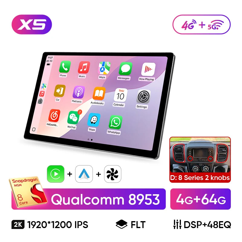 13.1" Car Stereo with Apple CarPlay & Android Auto, Compatible with Fiat Ducato, Citroen Jumper & Peugeot Boxer