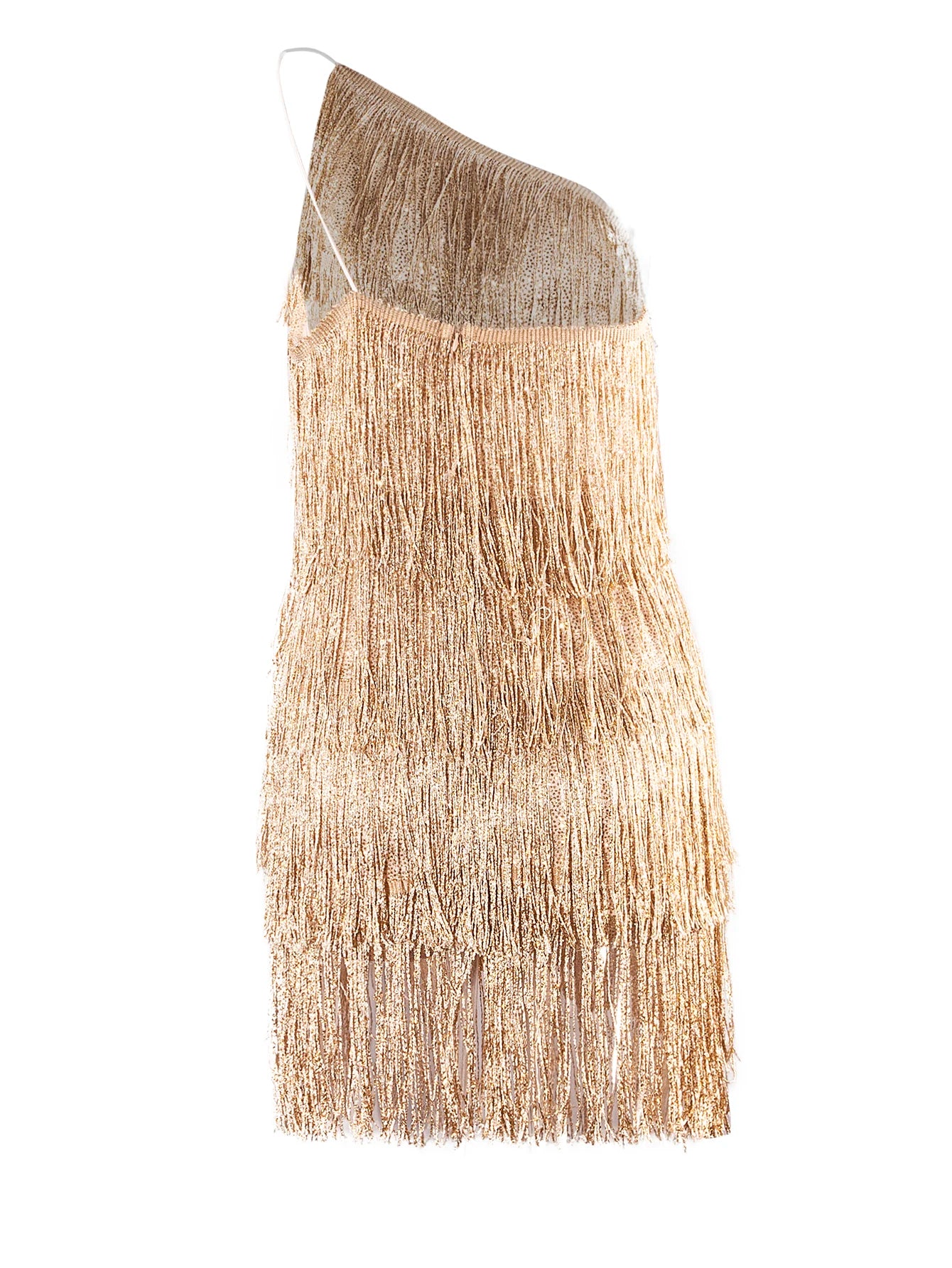 Women's one shoulder tassel slim fit dress, nightclub short skirt, sleeveless dress, solid color dress