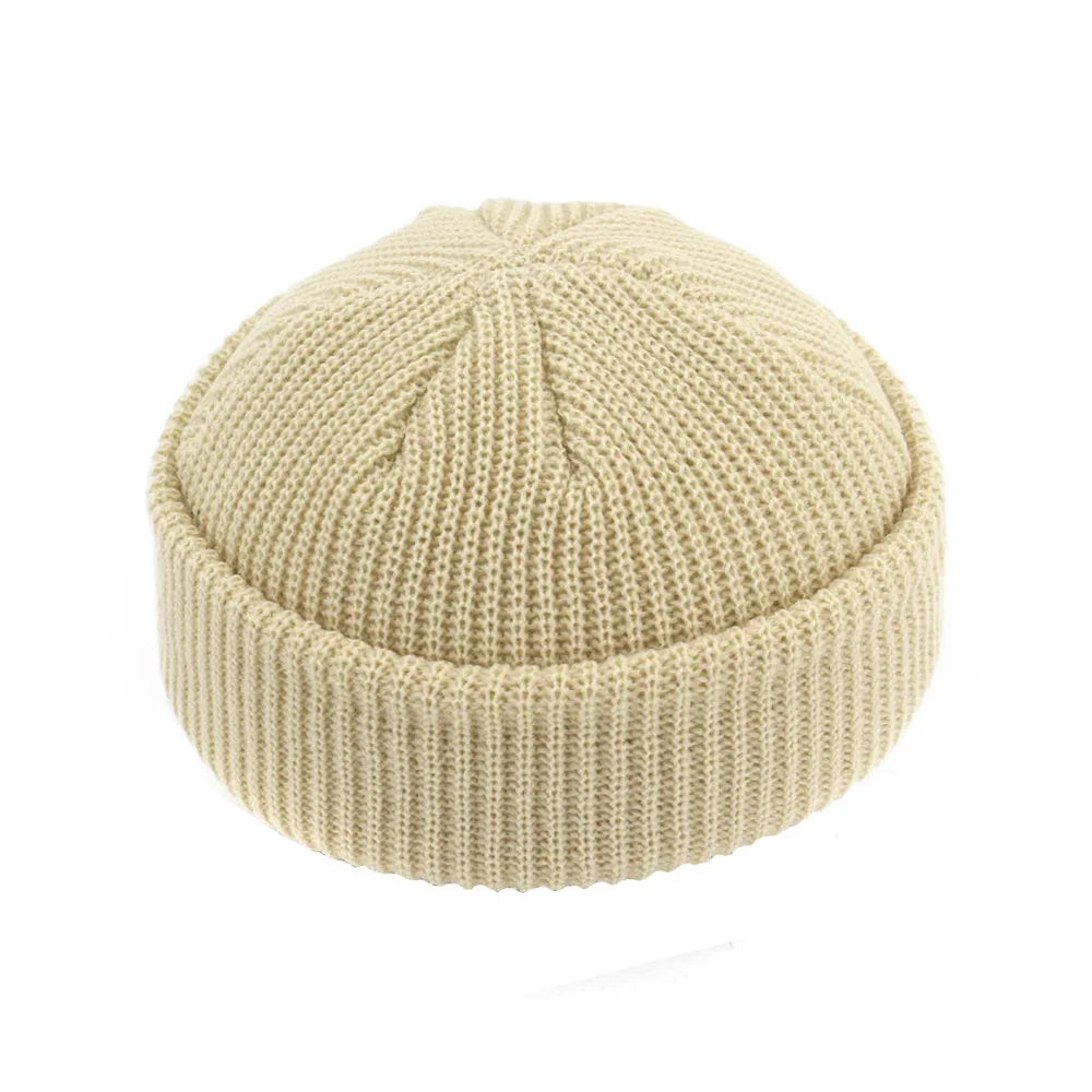 Retro Sailor Knit Beanie - Short Roll-Up Cuff Skull Cap, Unisex - photo 16