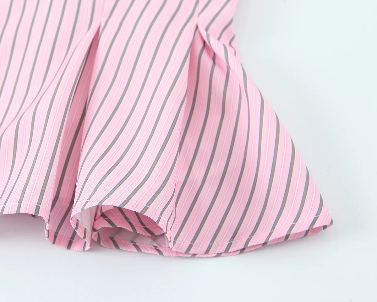DUOPERI Women 2026 New Fashion Poplin Striped Backless Camisole Thin Straps V-Neck Female Chic Lady Casual Mujer Tops